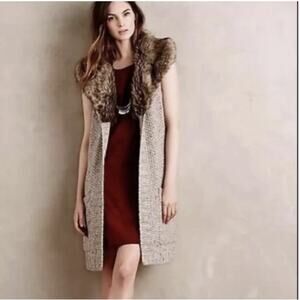 Anthropologie Angel North Fur Sweater Cardigan Vest Size Medium